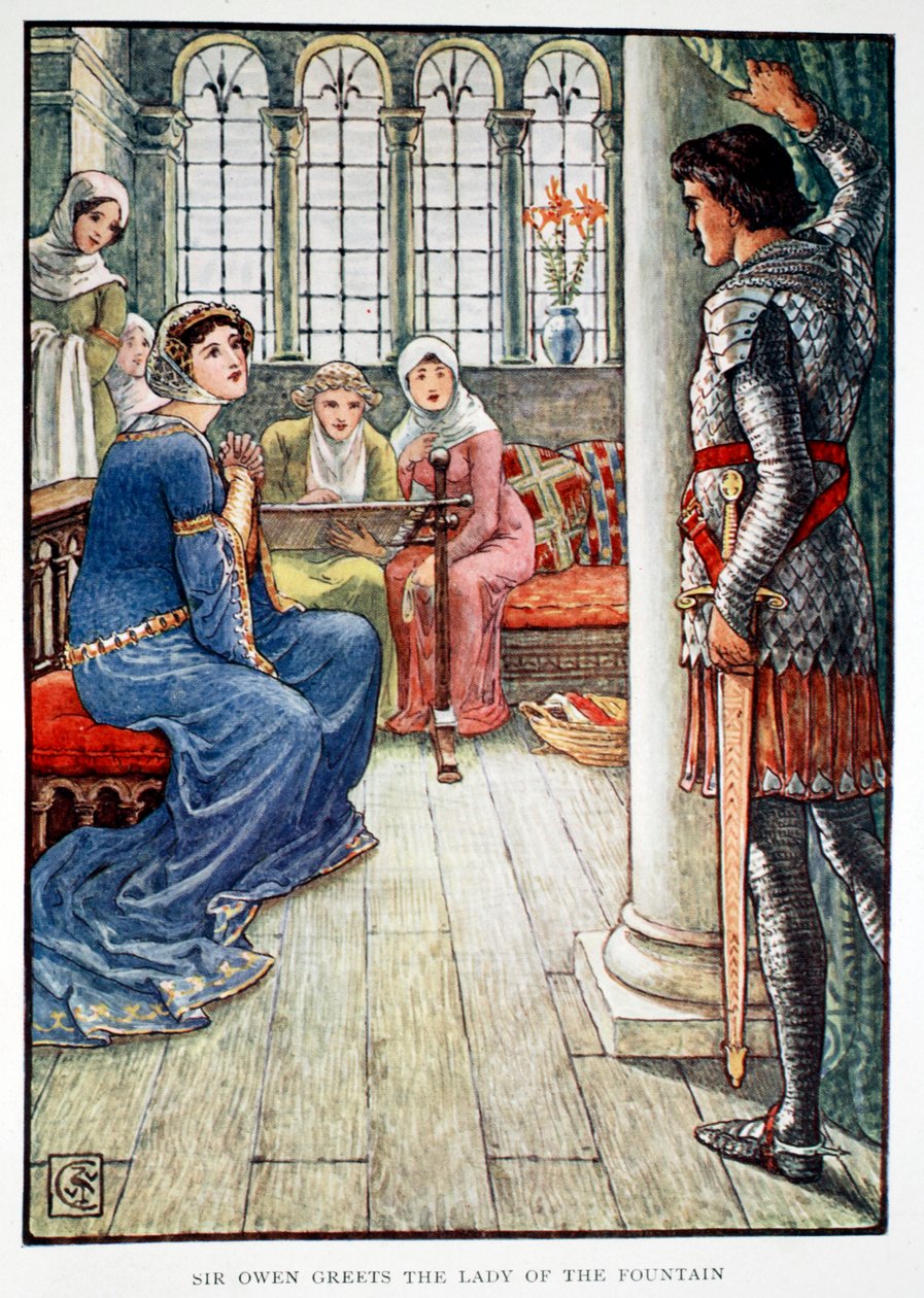 "Sir Owen üdvözli a Szökőkút hölgyét", 1911 alkotó: Unbekannt