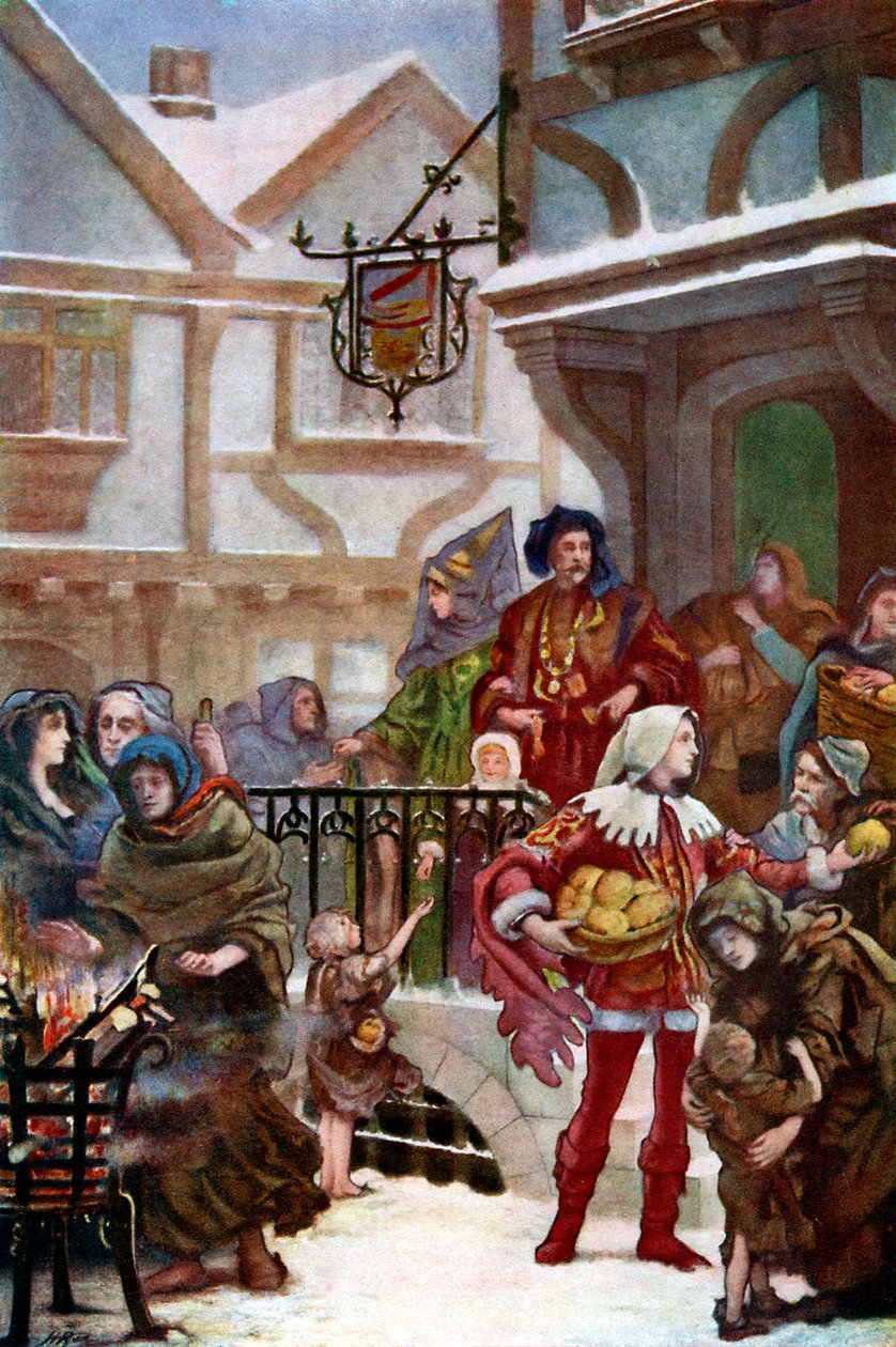 Sir Richard Whittington jótékonysági adományokat osztozik, 1900 alkotó: Unbekannt