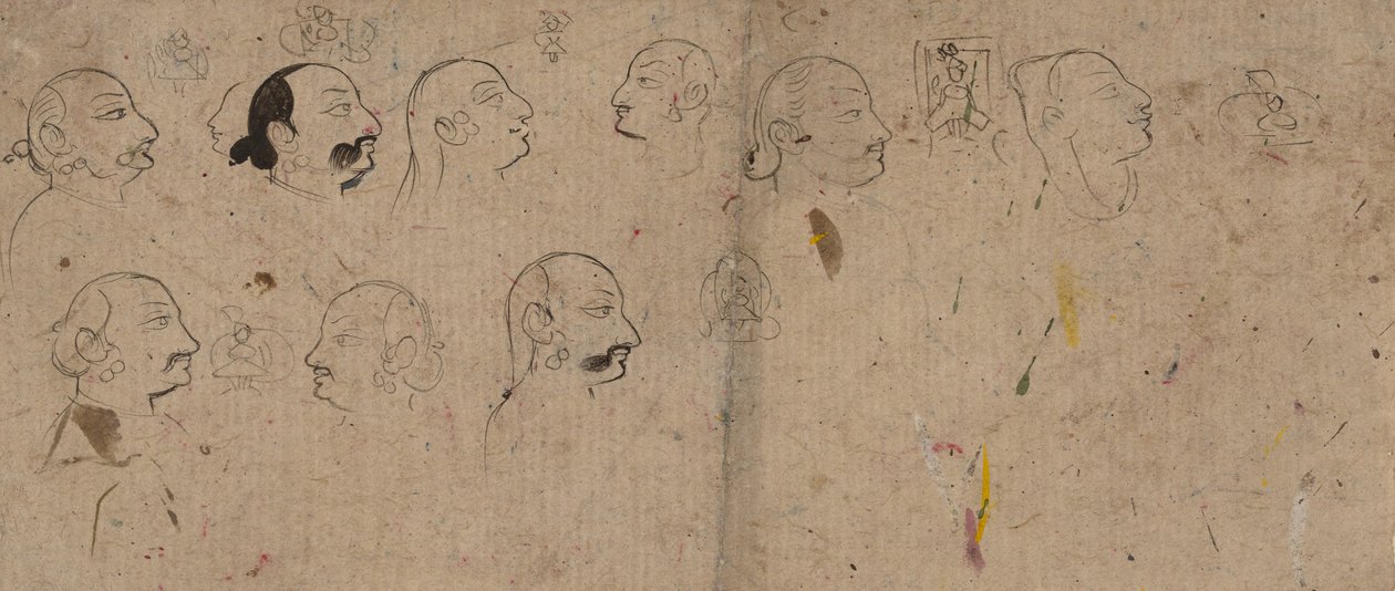 Arctanulmányok vázlatoldala, valószínűleg Maharao Kishor Singh, kb. 1830. alkotó: Unbekannt