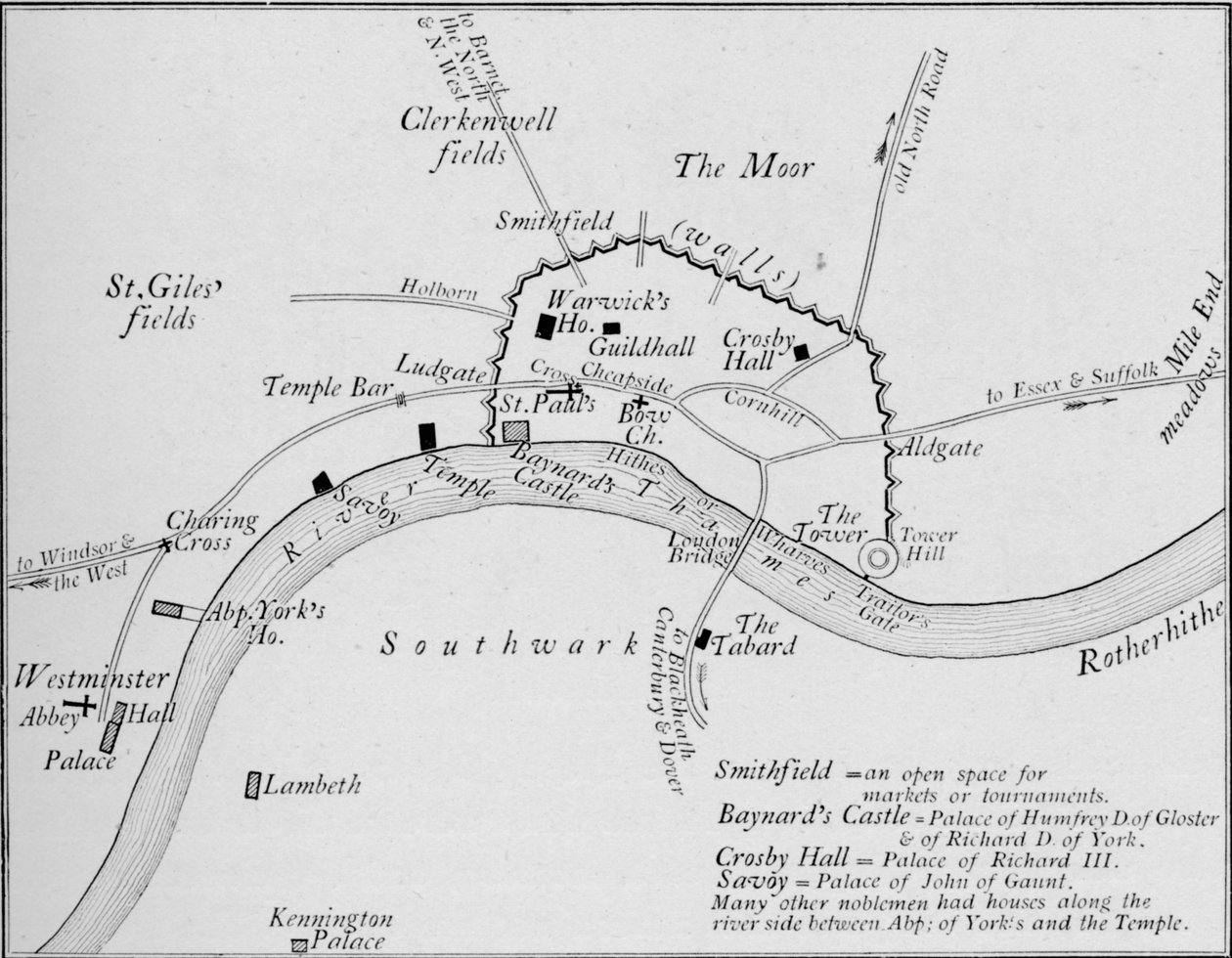 London térképvázlata a 15. században, 1906 alkotó: Unbekannt