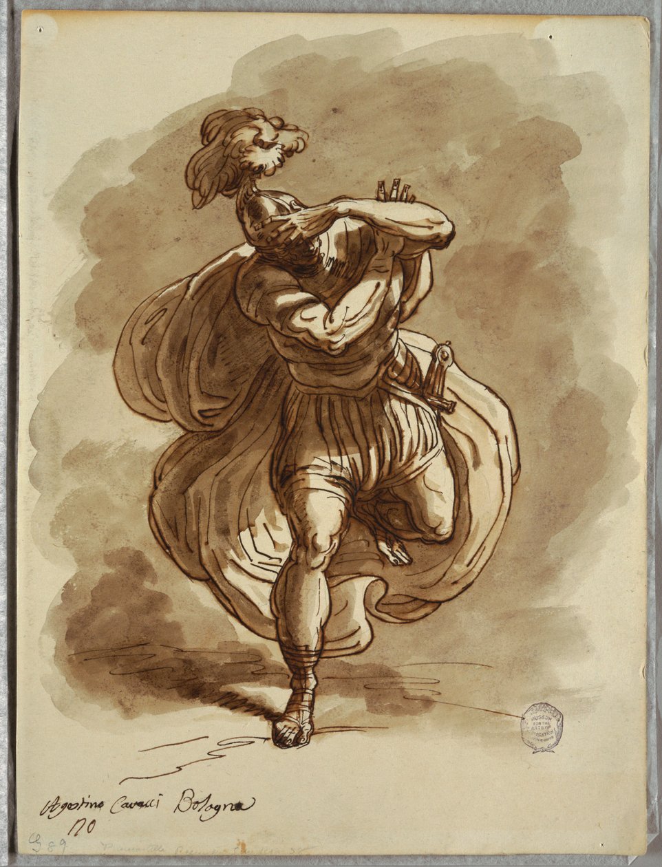 Sketchbook Folio, Vak katona, Részlet Szent Pál megtéréséből, Tanulmány Agostino Carracci után alkotó: Unbekannt