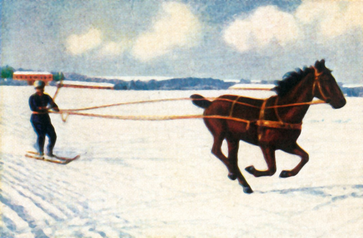 Skijöring Svédországban, 1928. alkotó: Unbekannt