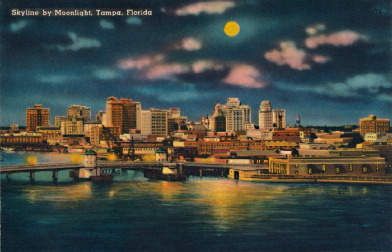 Skyline, Moonlight, Tampa, Florida, 1940-es évek alkotó: Unbekannt