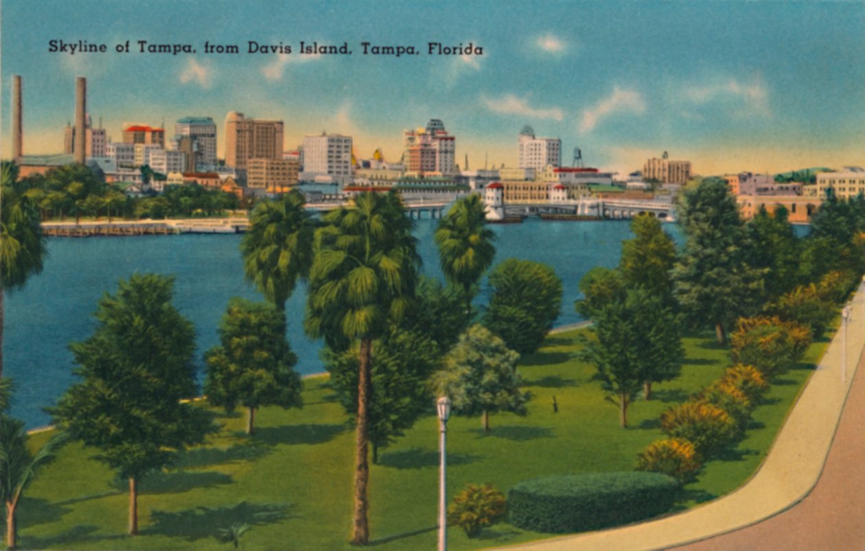 Tampa látképe, Davis Island, Tampa, Florida, 1940-es évek alkotó: Unbekannt