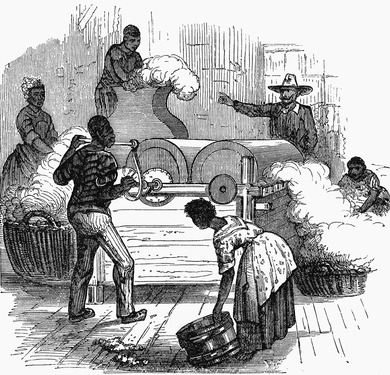 Rabszolgamunka egy gyapotültetvényen Amerika déli államaiban, 1860 alkotó: Unbekannt