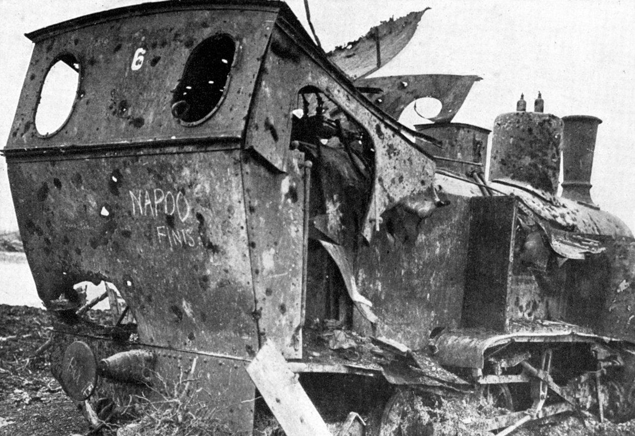 Összetört mozdony a franciaországi Peronne-ban, első világháború, 1917, 1920 alkotó: Unbekannt