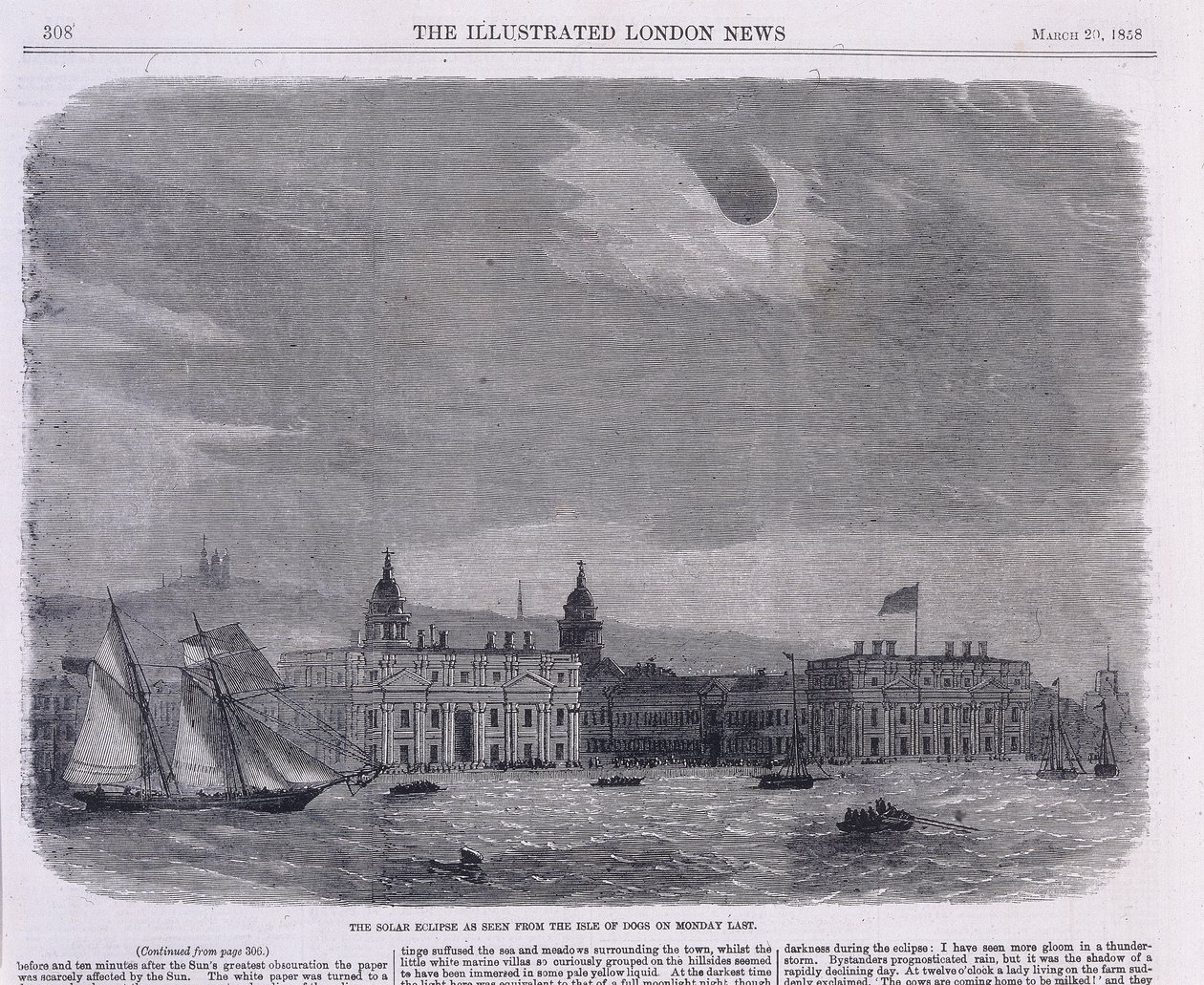 Napfogyatkozás a Greenwichi Királyi Obszervatórium felett, 1858 alkotó: Unbekannt