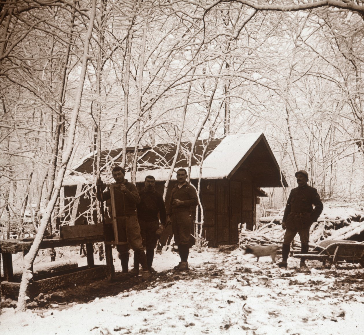 Katonák a hóban, Foret de la Reine, Franciaország, c1914-c1918 alkotó: Unbekannt
