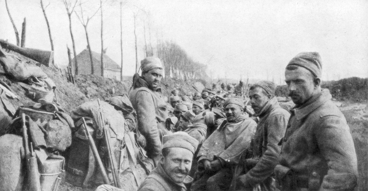 Egy francia Zouave-ezred katonái Lizarne és Boesinghe között, Belgiumban, 1915. április 24. alkotó: Unbekannt