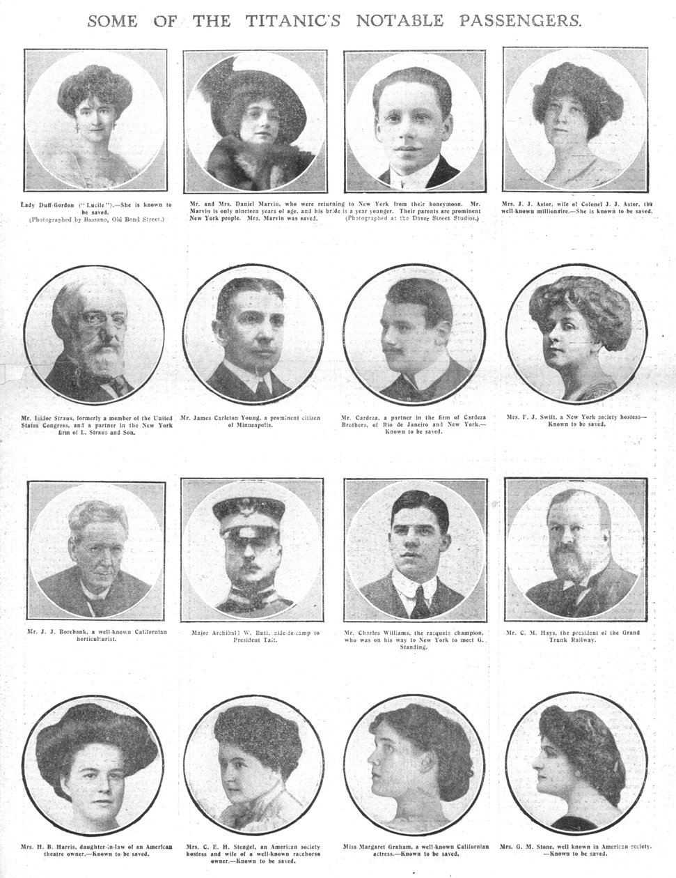 Néhány figyelemre méltó Titanic utas, 1912. április 20. alkotó: Unbekannt