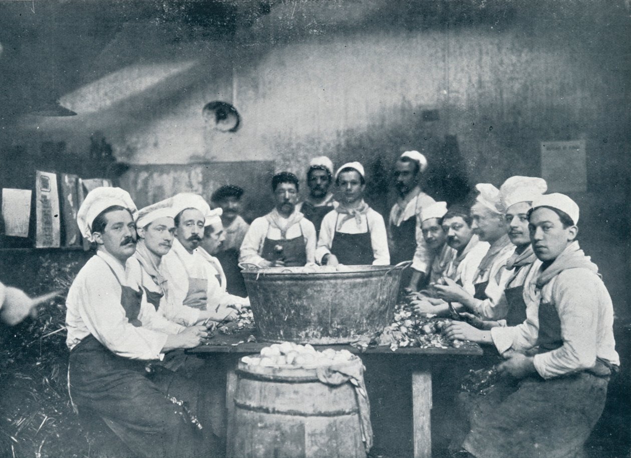 Néhány szakács levest készít a Messagerie Van Gandban, 1914 alkotó: Unbekannt
