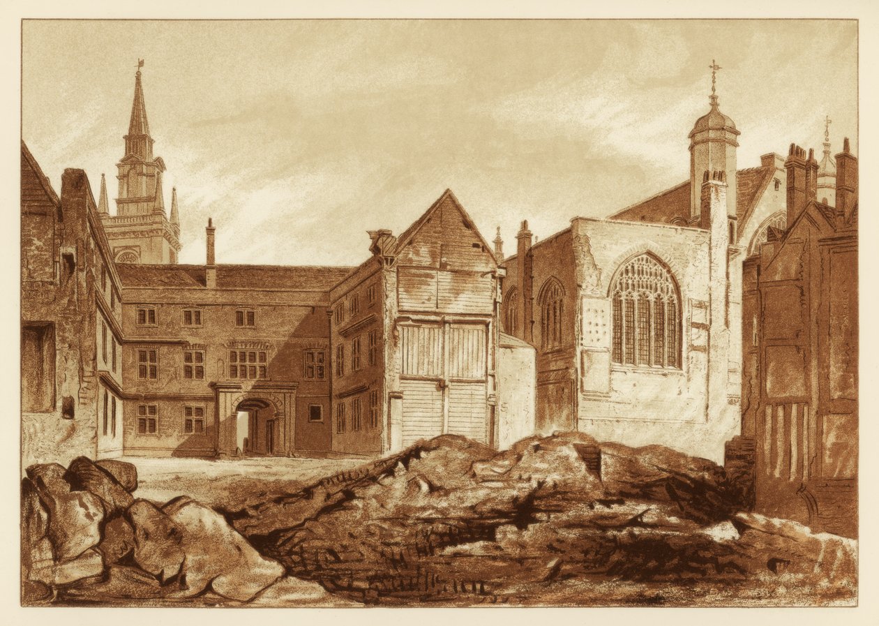 Délkeleti nézet a Guildhall-kápolnáról és a Blackwell Hallról, London City, 1886 alkotó: Unbekannt