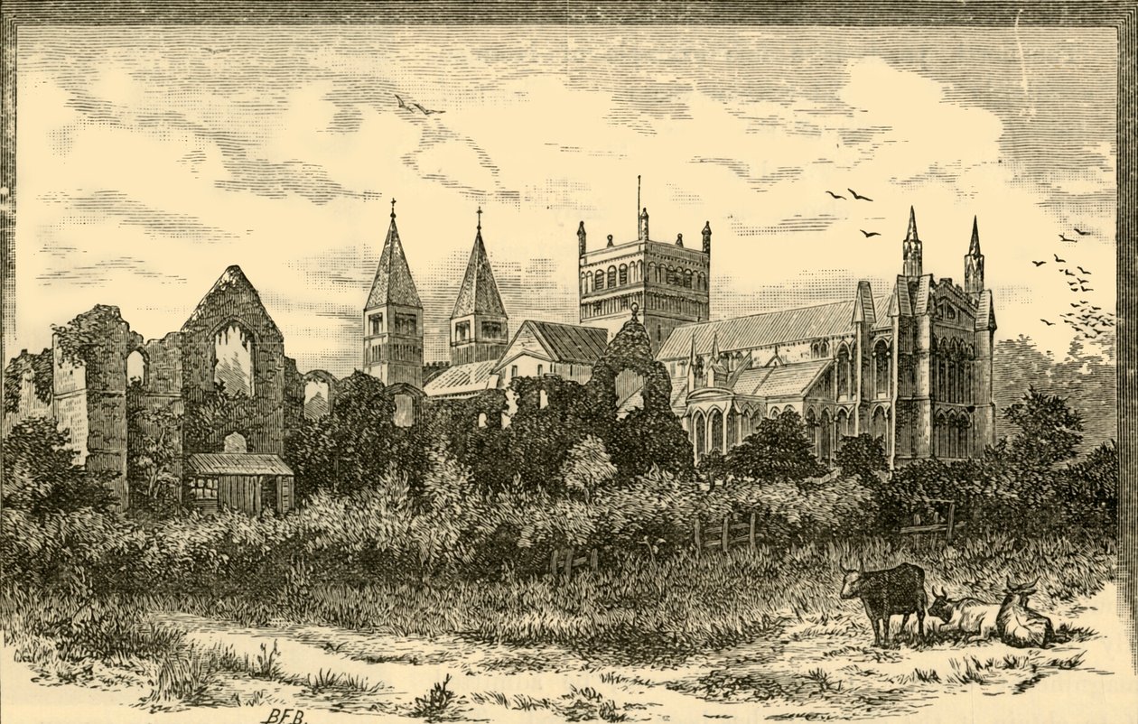 Southwell Minster és a palota romjai, 1898. alkotó: Unbekannt