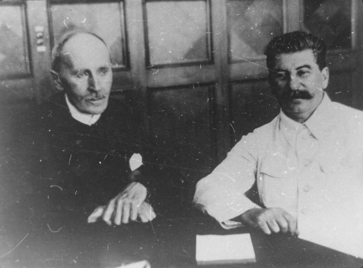 Josef Sztálin szovjet vezető Romain Rolland francia íróval, Moszkva, Szovjetunió, 1935. június 28. alkotó: Unbekannt