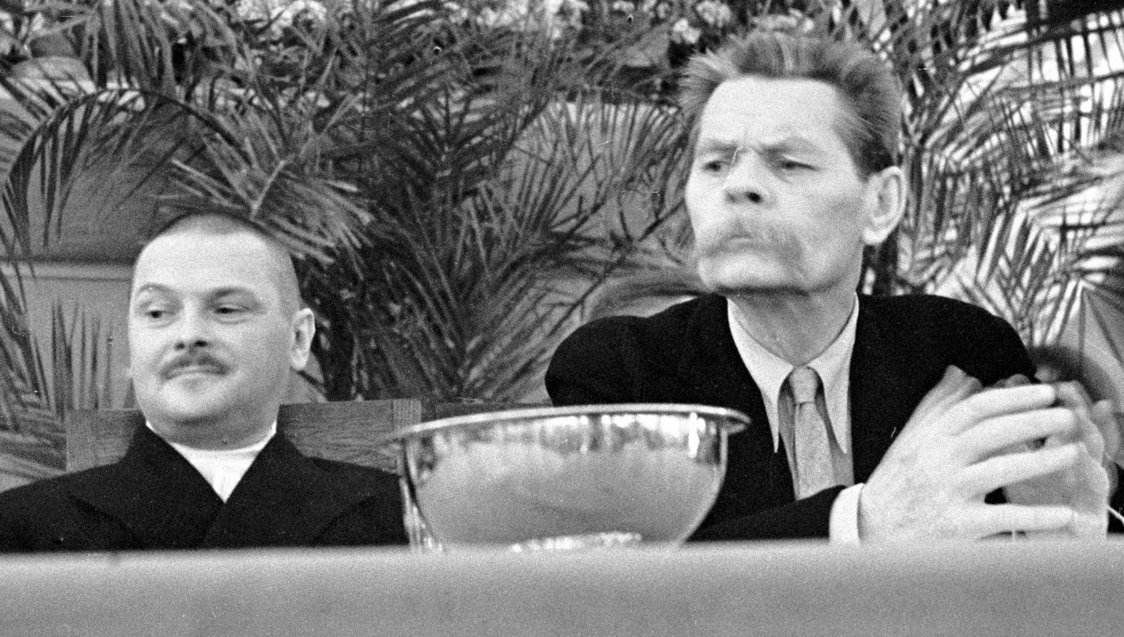Andrej Zsdanov szovjet politikus és Makszim Gorkij orosz író, 1934 alkotó: Unbekannt