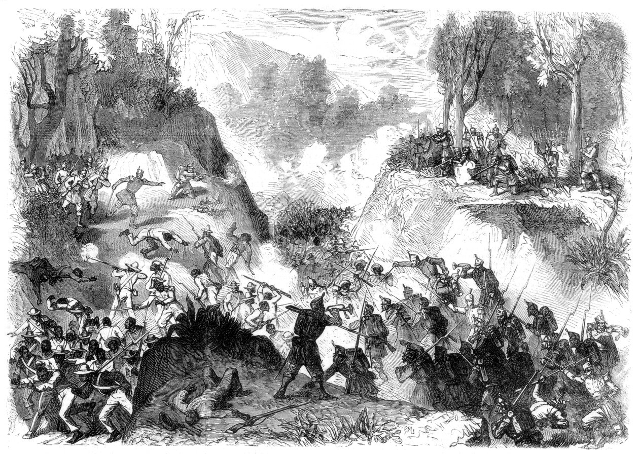 Spanyol csapatok harcolnak Santo Domingo népével a Monte Christi hágójában, 1864 alkotó: Unbekannt