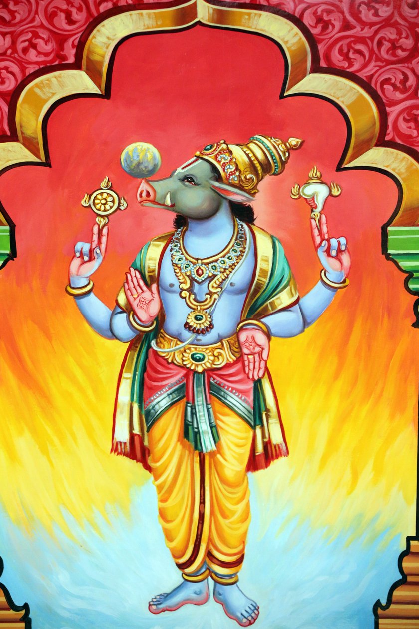 Sri Vadampathira Kaliyamman hindu templom. Avatar, hogy Visnu. Varaha ೩rd Incharcation. Szingapúr alkotó: Unbekannt