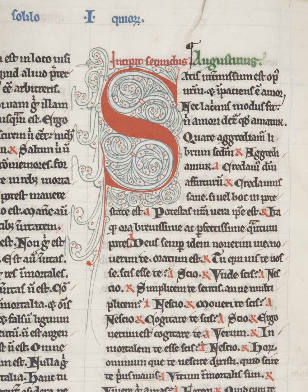 Hippo Szent Ágoston „Opera”, Fol 151 verso, részlet, 1200 körül (toll és tinta pergamenen) alkotó: Unbekannt