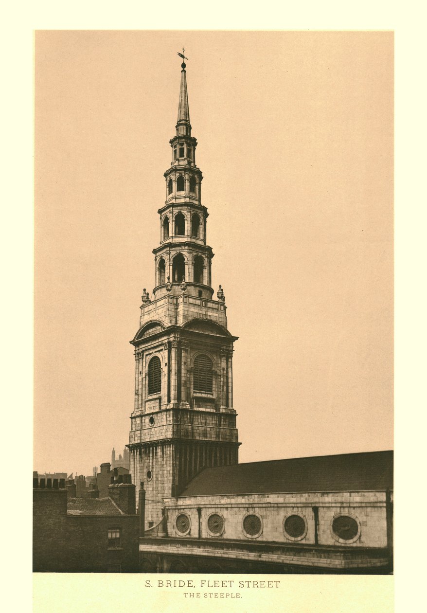 St Bride, Fleet Street, The Steeple, 19. század közepe-vége. alkotó: Unbekannt