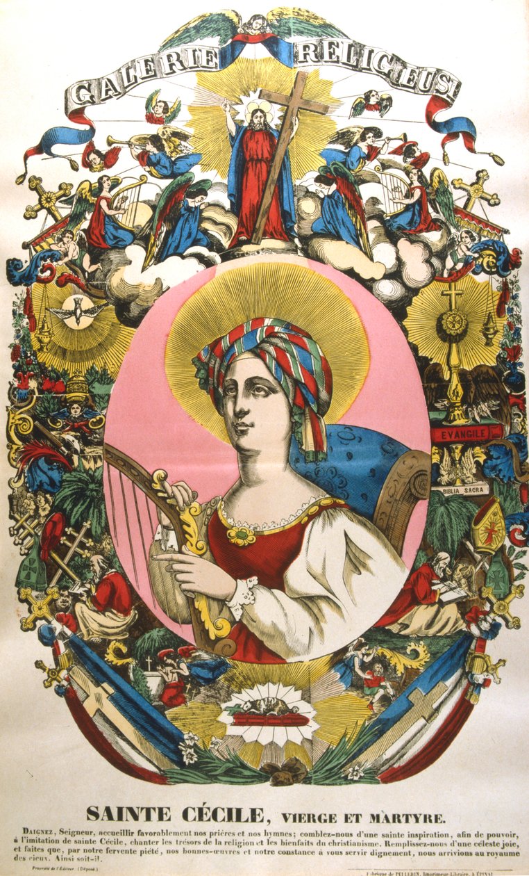 Szent Cecília vagy Cecile, a legendás római vértanú, 19. század alkotó: Unbekannt
