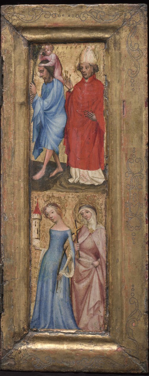 Szent Kristóf és Szent Erazmus, Szent Borbála és egy másik női szent, kb. 1424. alkotó: Unbekannt