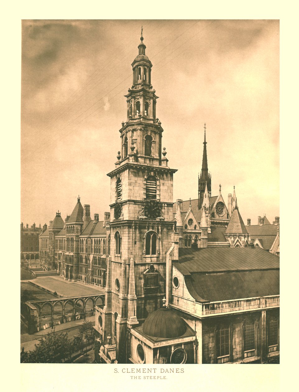 St Clement Danes, A templomtorony, 19. század közepe-vége. alkotó: Unbekannt