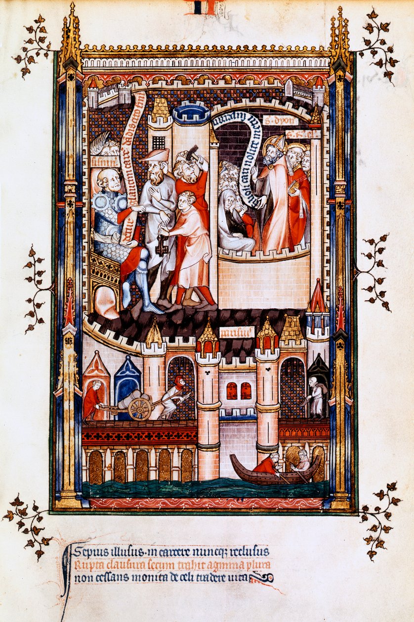 Szent Dénes, Szent Rusticus és Szent Eleutherius a börtönben, 1317 alkotó: Unbekannt