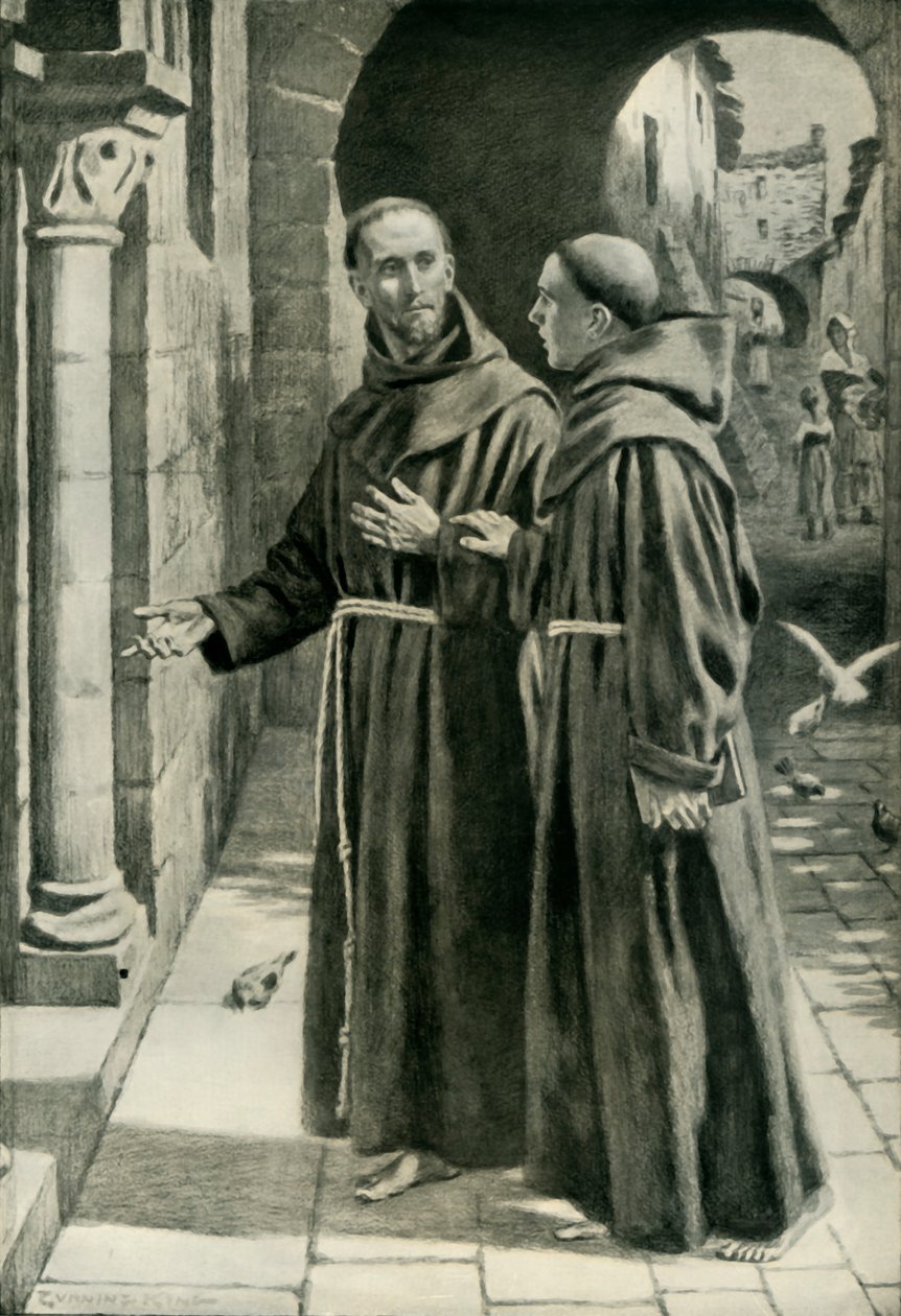 Assisi Szent Ferenc és a prédikátortúráról visszatérő ifjú szerzetes, 1936. alkotó: Unbekannt
