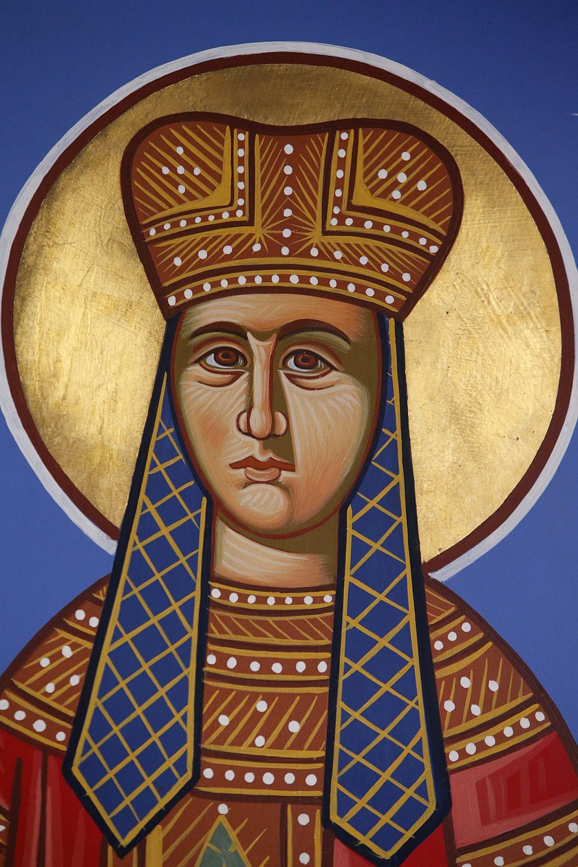 Szent Ilona freskó a Pedoulas ortodox templomban, Ciprus, 20150510, Pedoulas, Ciprus alkotó: Unbekannt