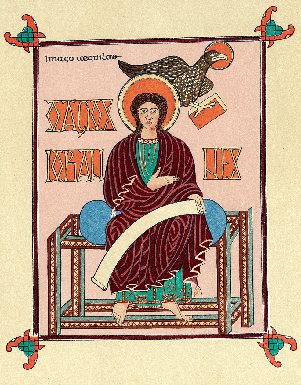Szent János evangélista a Lindisfarne Durham Gospel Bookból, c720 alkotó: Unbekannt