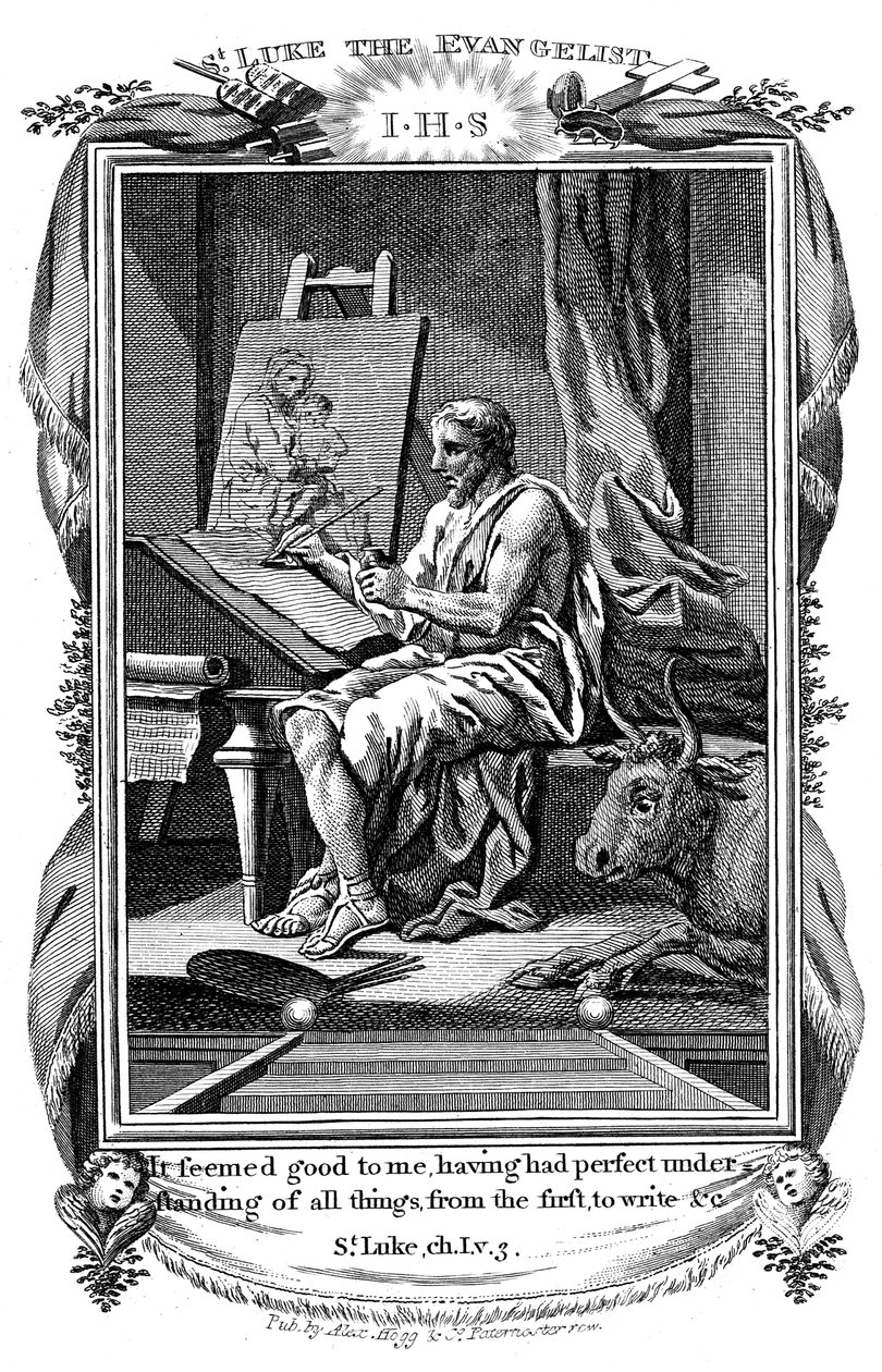 Szent Lukács evangélista írja evangéliumát, c1808 alkotó: Unbekannt