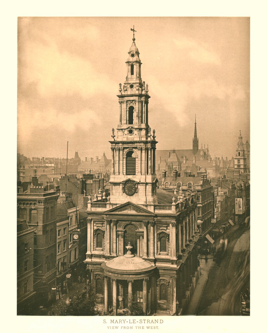 St Mary-le-Strand, Nyugati kilátás, 19. század közepe-vége. alkotó: Unbekannt