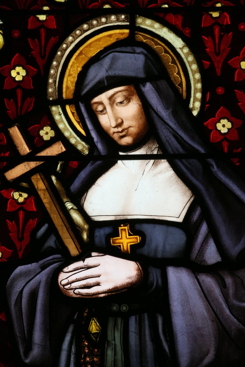 Szent Pál templom. Ólomüveg ablak. Jane Frances de Chantal (Jeanne de Chantal, Jeanne Francoise Fremyot de Rabutin, de Chantal bárónő alkotó: Unbekannt