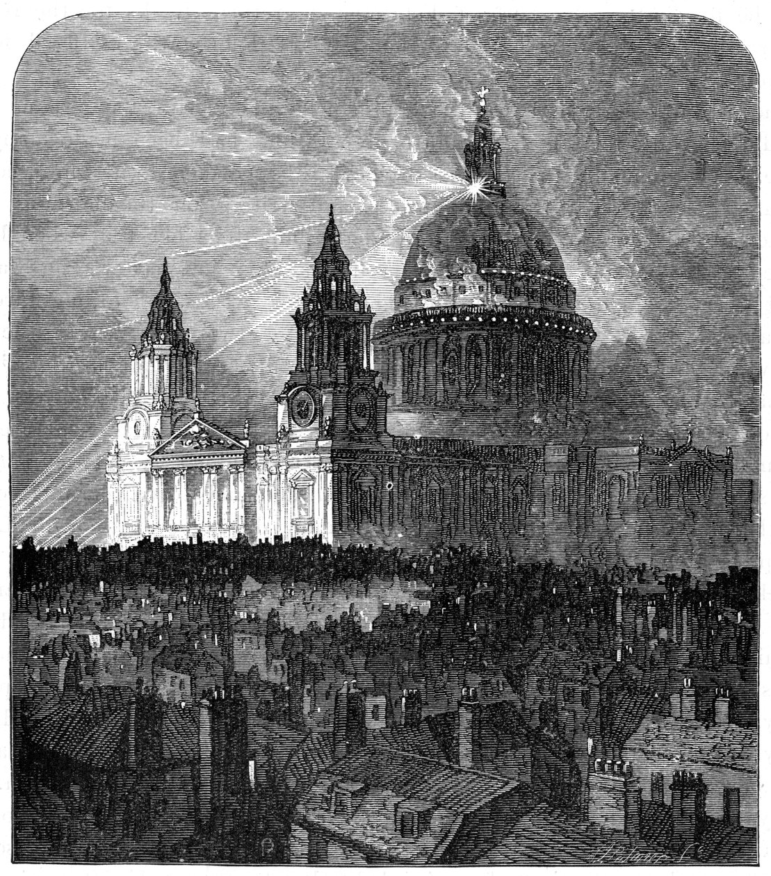Hálaadás napjára kivilágított Szent Pál-székesegyház, London, 1900 alkotó: Unbekannt