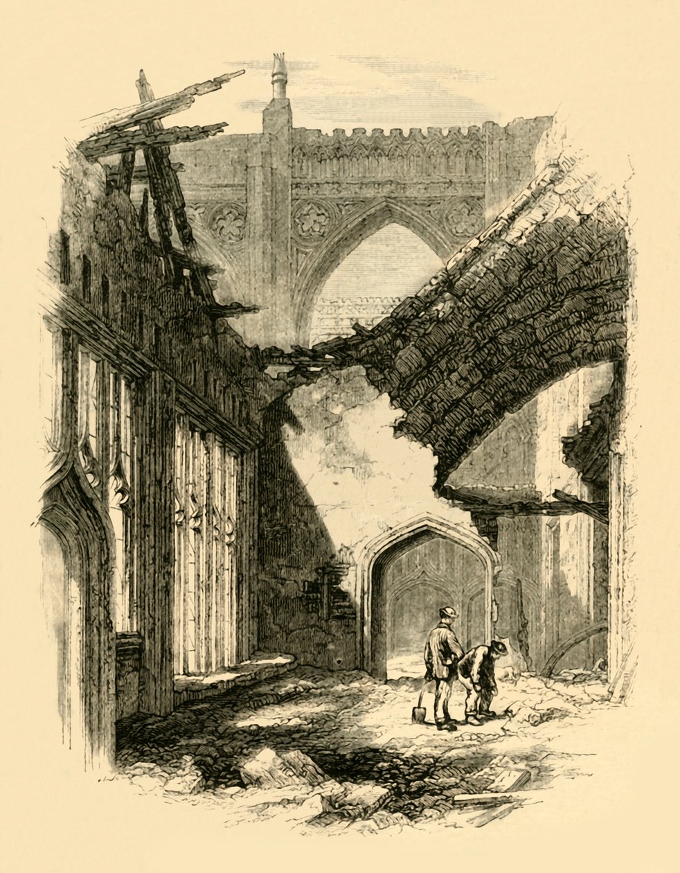 Szent István kápolna. - Belső a tűzvész után, 1881. alkotó: Unbekannt