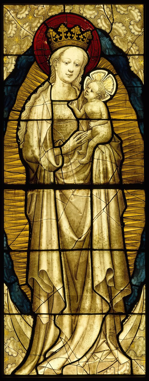 Színes üvegtábla a Szűzanyával és a gyermekkel, német, 1430-35. alkotó: Unbekannt