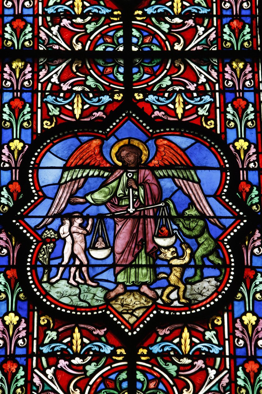 Ólomüveg Notre Dame de Bayeux katedrálisban, Bayeux, Franciaország alkotó: Unbekannt