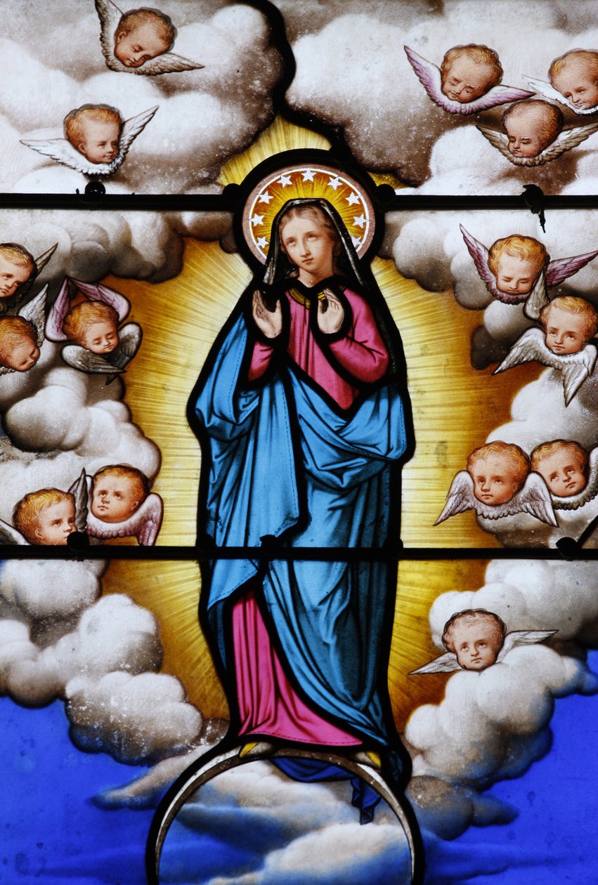 Ólomüveg a Saint-Louis katedrálisban: Szűz Mária, Blois, Franciaország alkotó: Unbekannt