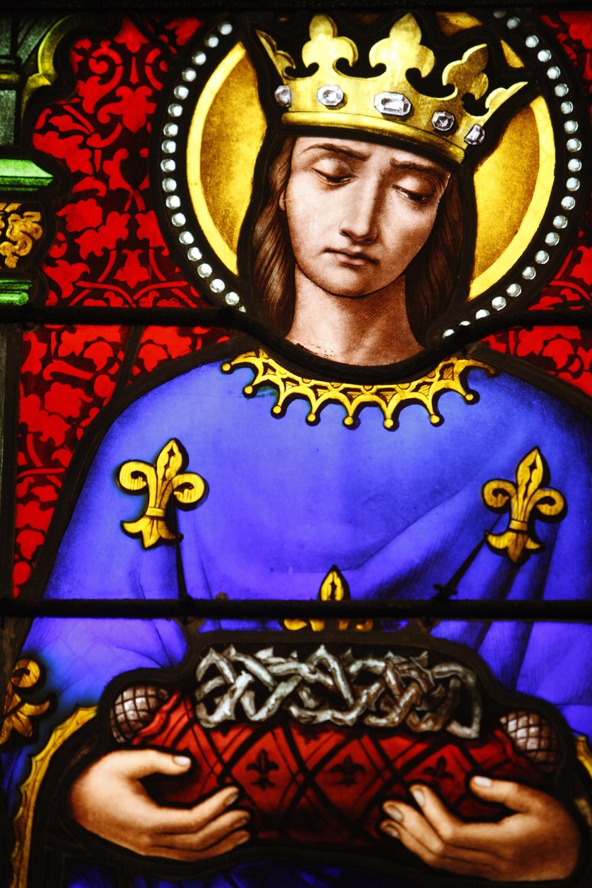 Ólomüveg a Szent Pál-templomban, Lyon: Szent Lajos töviskoronát hordozva, Lyon, Franciaország alkotó: Unbekannt