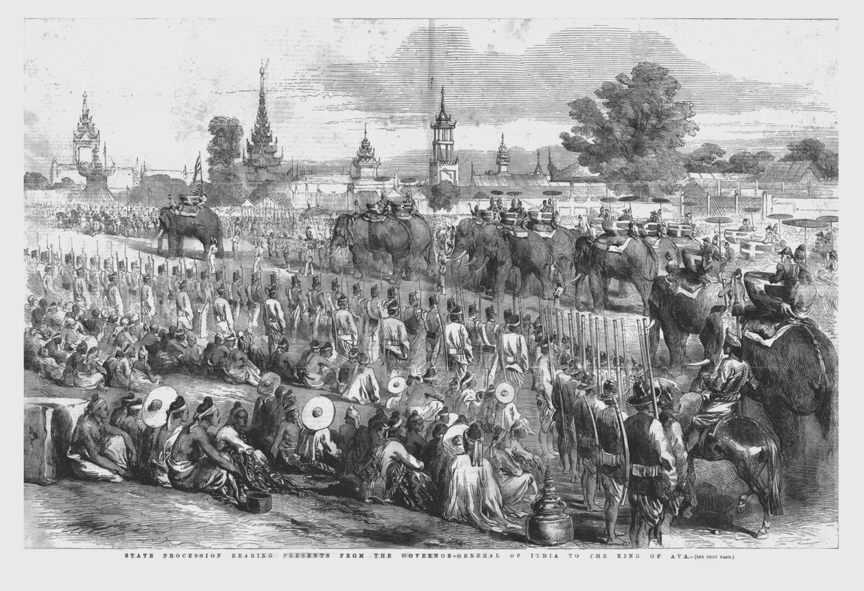 Az állami körmenet ajándékai India főkormányzójától Ava királyának, 1856 alkotó: Unbekannt