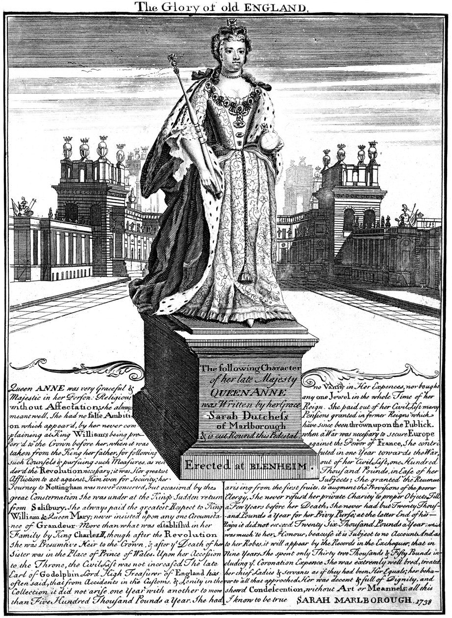 Anna királynő szobra 1665-1714, Blenheim-palota, Oxfordshire, 1738 alkotó: Unbekannt