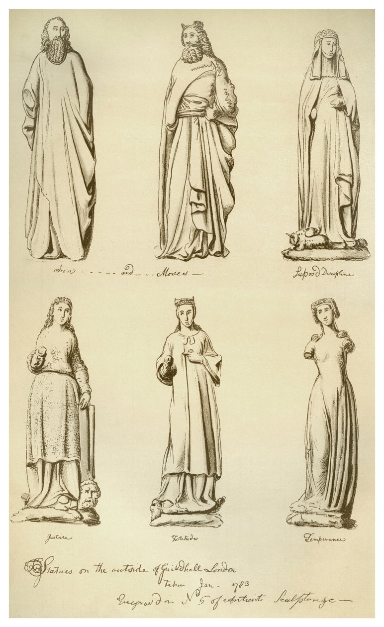 Szobrok korábban a Guildhall külső részén, City of London, 1783 1886 alkotó: Unbekannt