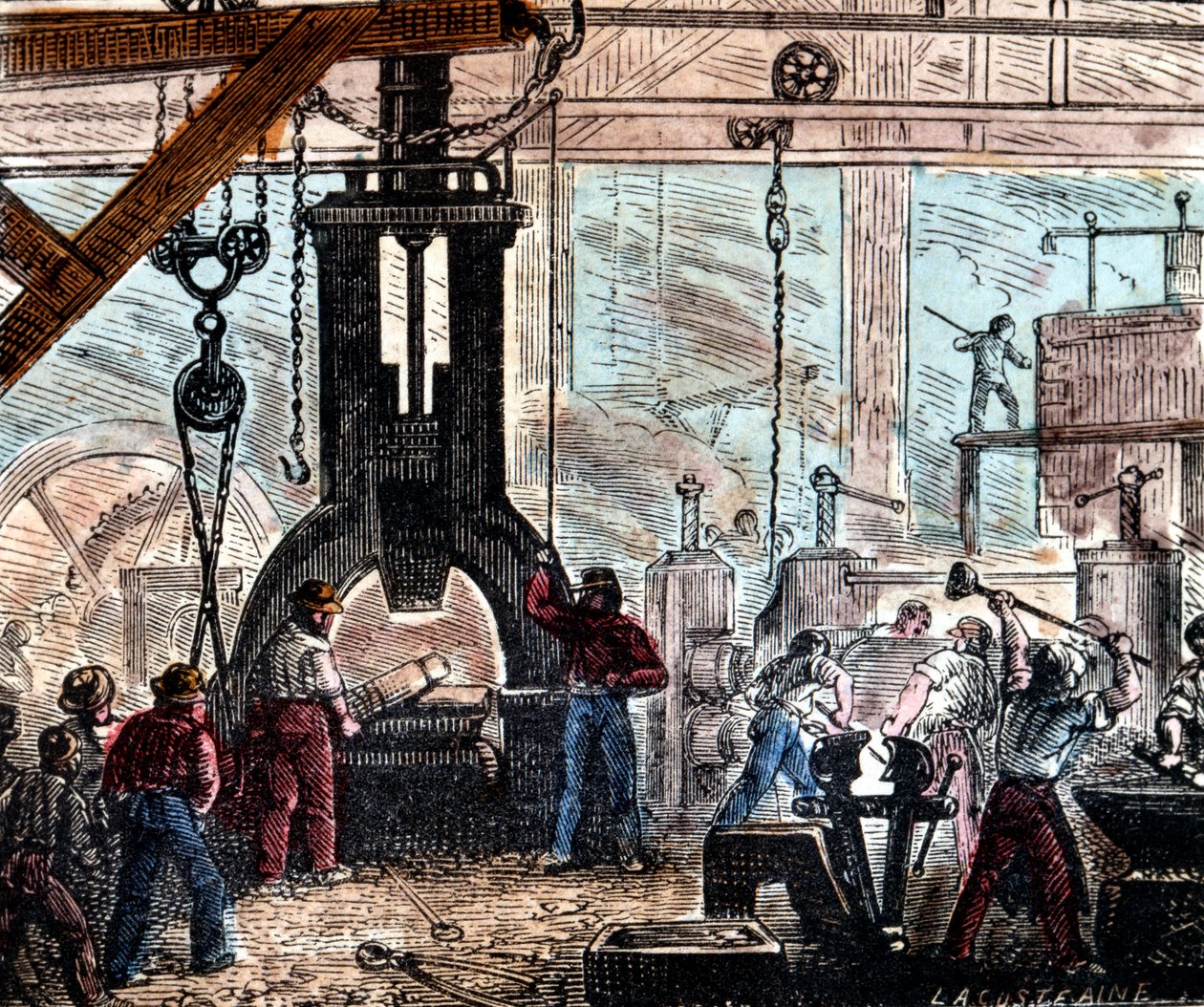 Vasműben használt gőzkalapács, Franciaország, 1867 alkotó: Unbekannt