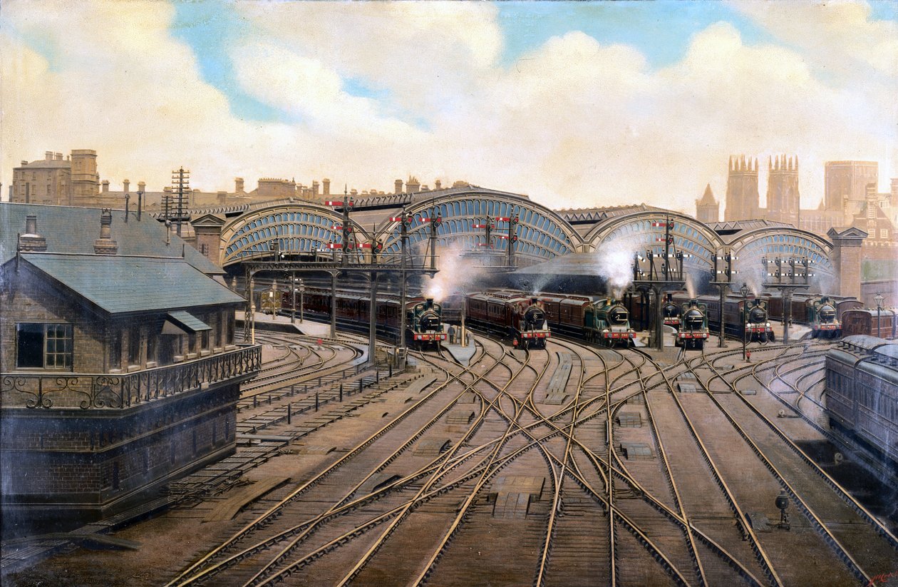 Gőzmozdonyok York állomáson, Yorkshire, 1910 alkotó: Unbekannt