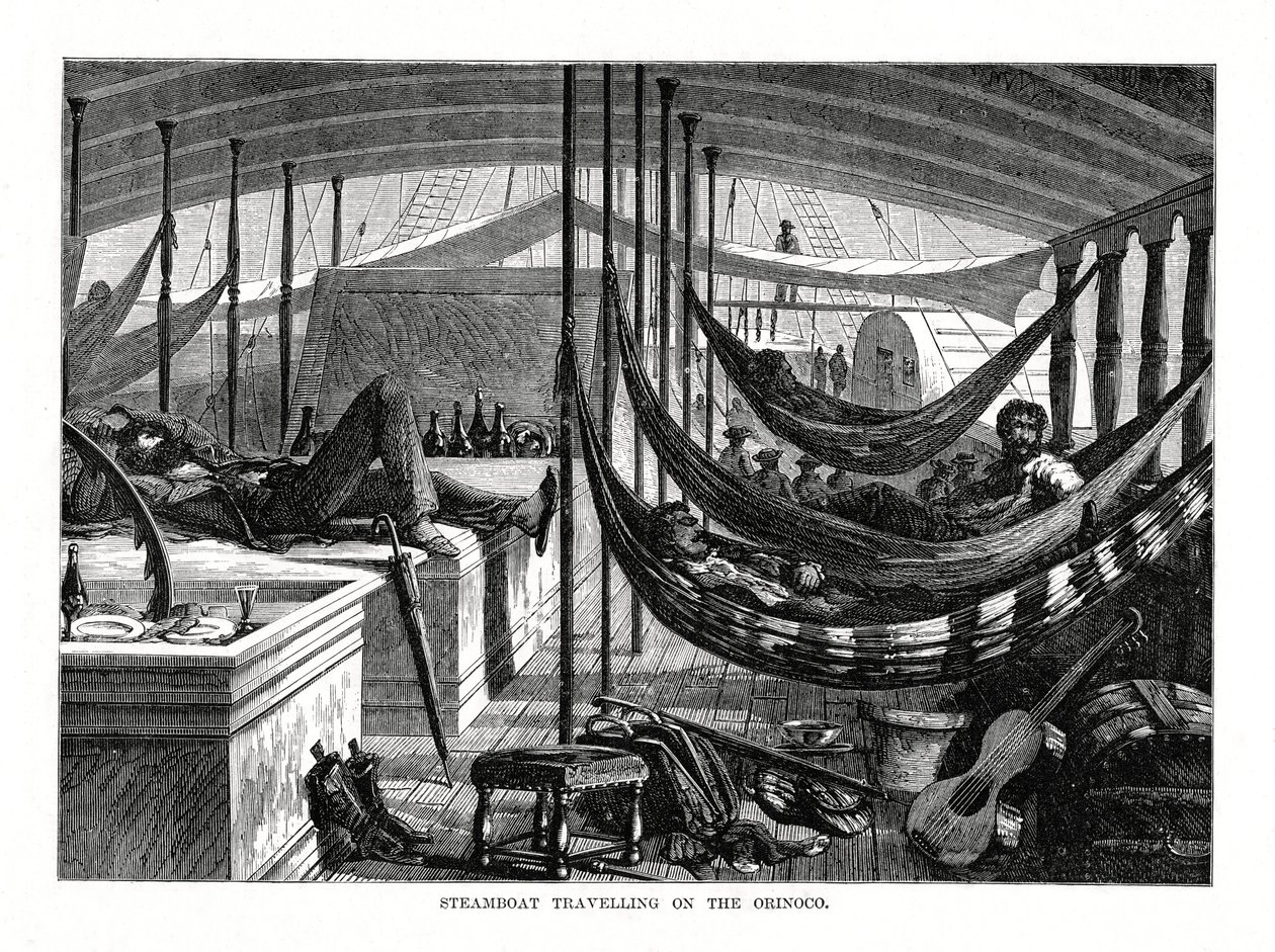 Gőzhajó utazik az Orinocon, Dél-Amerika, 1877 alkotó: Unbekannt