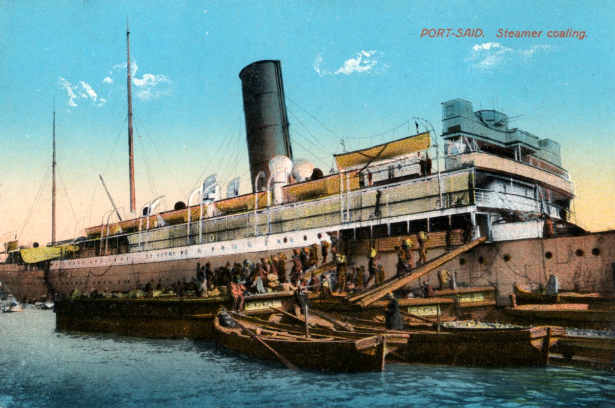 Gőzös széngyártás, Port Said, Egyiptom, XX. század alkotó: Unbekannt