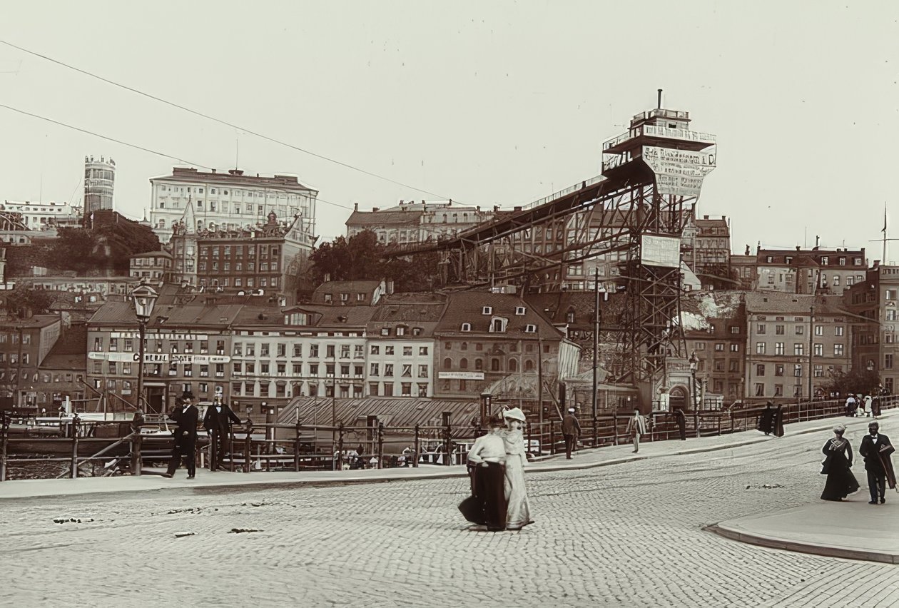 Stockholm, Svédország. Katarinahissen (lift). 1900 körül alkotó: Unbekannt
