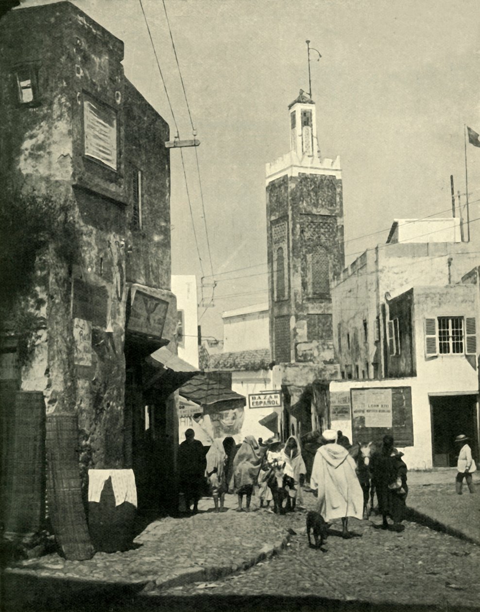 Utcai jelenet Tangerben, mecset mutatja, 1902. alkotó: Unbekannt