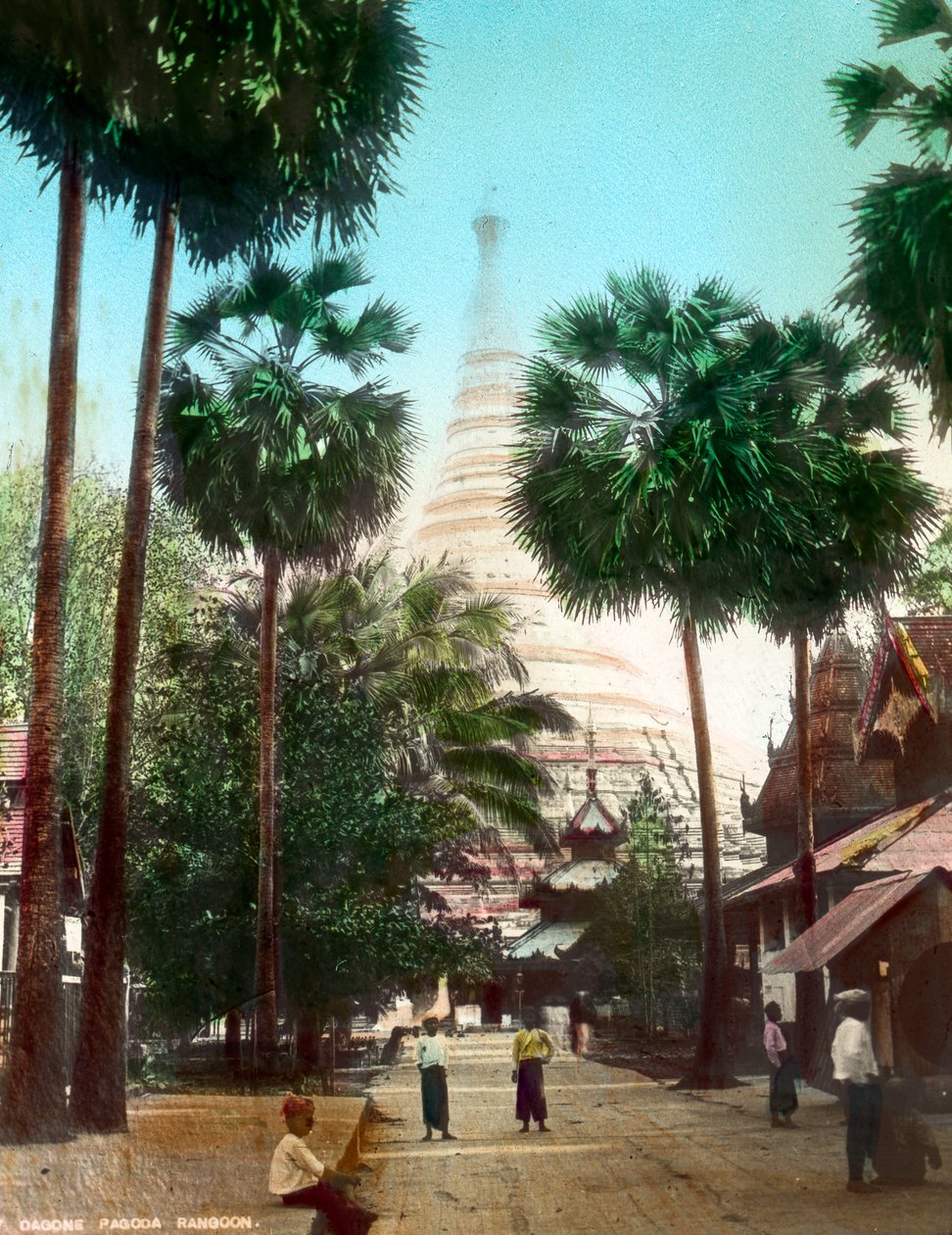 A Shwedagon Pagoda felé vezető utca, Rangoon, Burma, 19. század vége vagy 20. század eleje alkotó: Unbekannt
