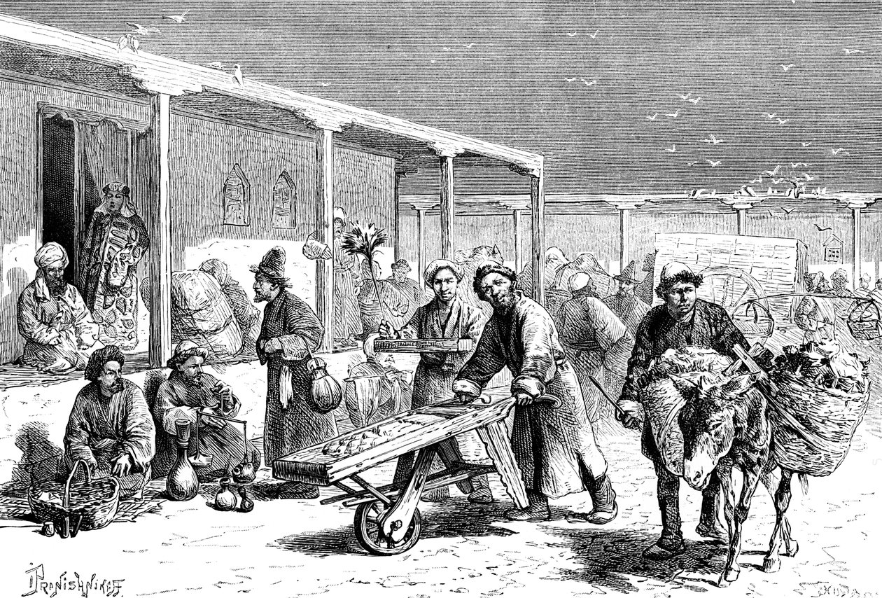 Utcai jelenet, Yarkand, 1890 alkotó: Unbekannt